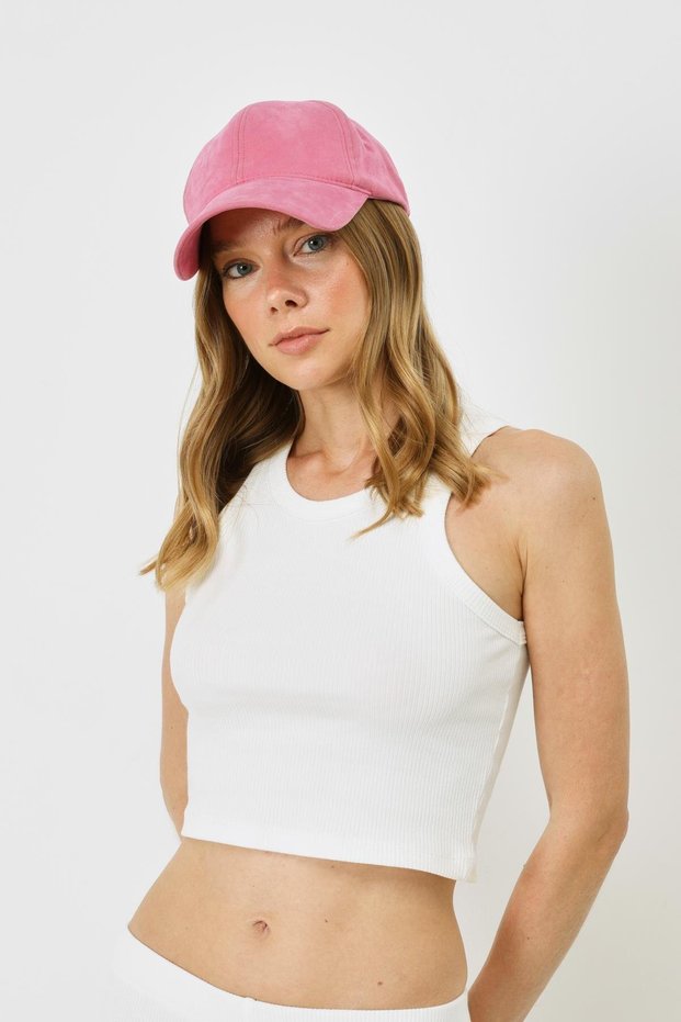 Women's halter neck ribbed stretchy crop tank top 925 ecru
