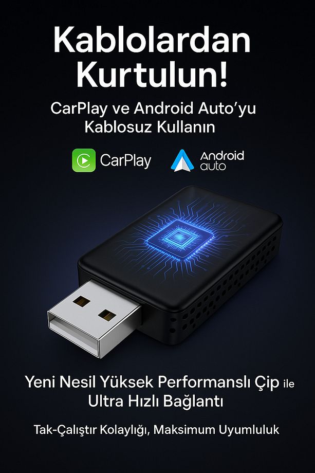 Kablolu CarPlay ve Android Auto’yu Kablosuza Çevirin – USB Tak Çalıştır Adaptör özel çip'li seri - 1