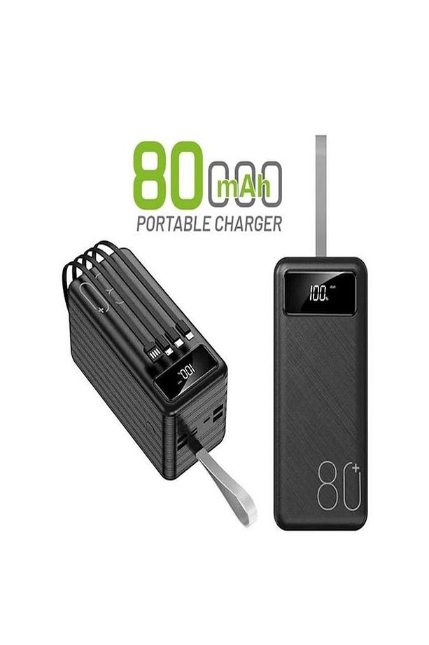 80000mAh 22.5W Hızlı Şarj LCD Gösterge Dahili Lightning Type-C Micro Kablolu POWERBANK - 3
