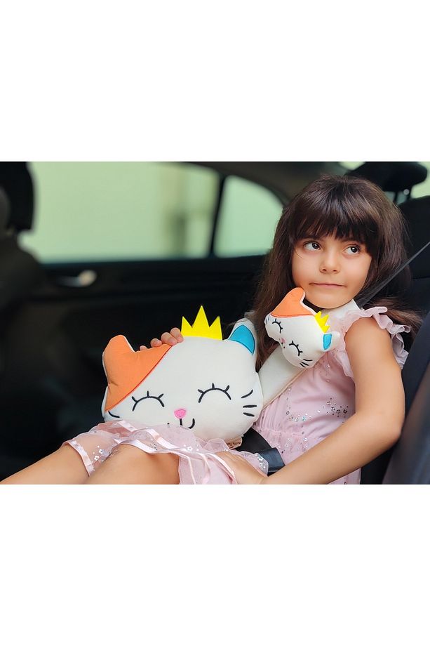 Araba Boyun Yastığı ve Emniyet Kemeri Kılıfı Seti Hayvan Dostlarım Yol Arkadası - 9