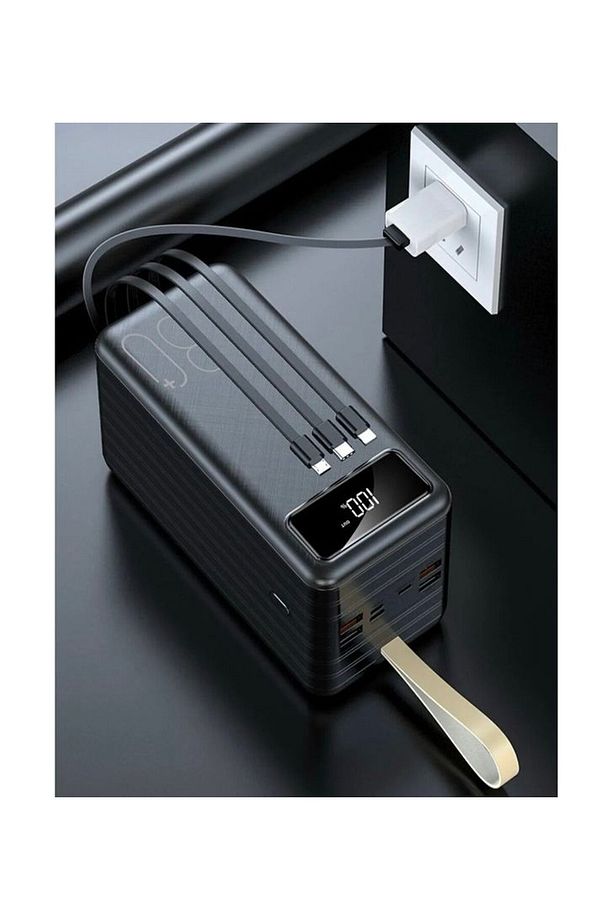80000mAh 22.5W Hızlı Şarj LCD Gösterge Dahili Lightning Type-C Micro Kablolu POWERBANK - 4
