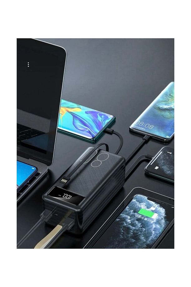 80000mAh 22.5W Hızlı Şarj LCD Gösterge Dahili Lightning Type-C Micro Kablolu POWERBANK - 5
