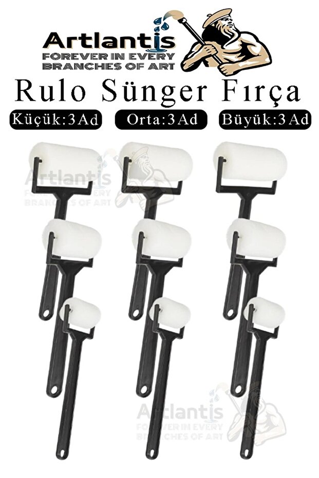 Sponge Roller Brush 1 Pack of 9 Black Plastic Handle Painting Sponge Artistic Sponge Paint Brush Parma
