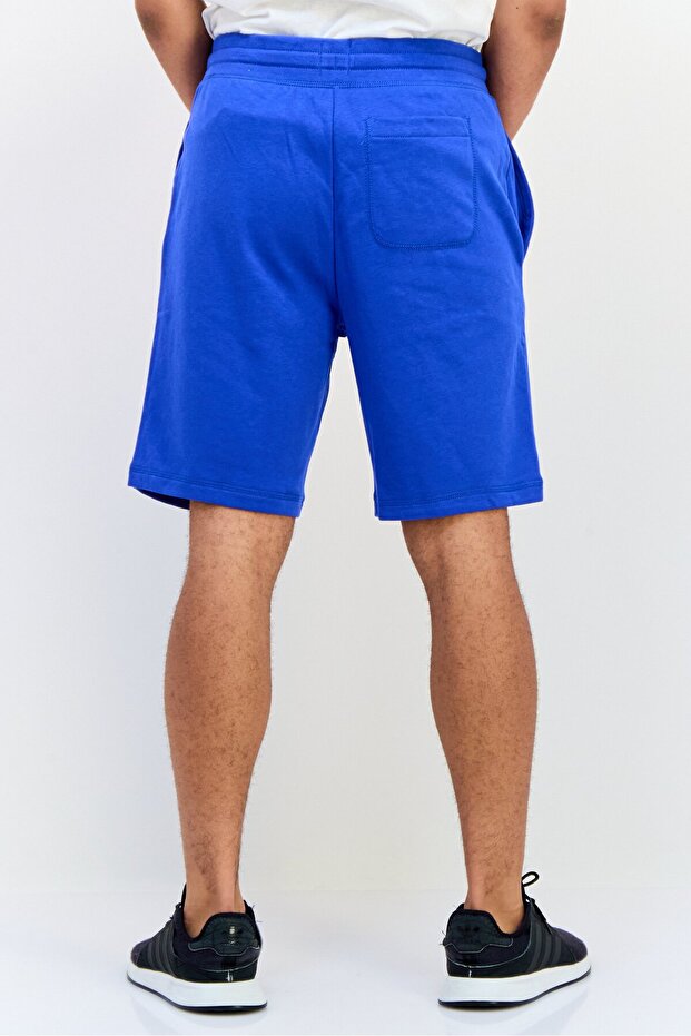 Men Brand Logo Basic Shorts, Blue - 3