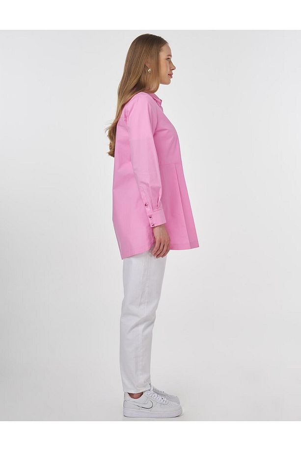 Pul Payet İşlemeli Poplin Tunik Şeker Pembe - 6