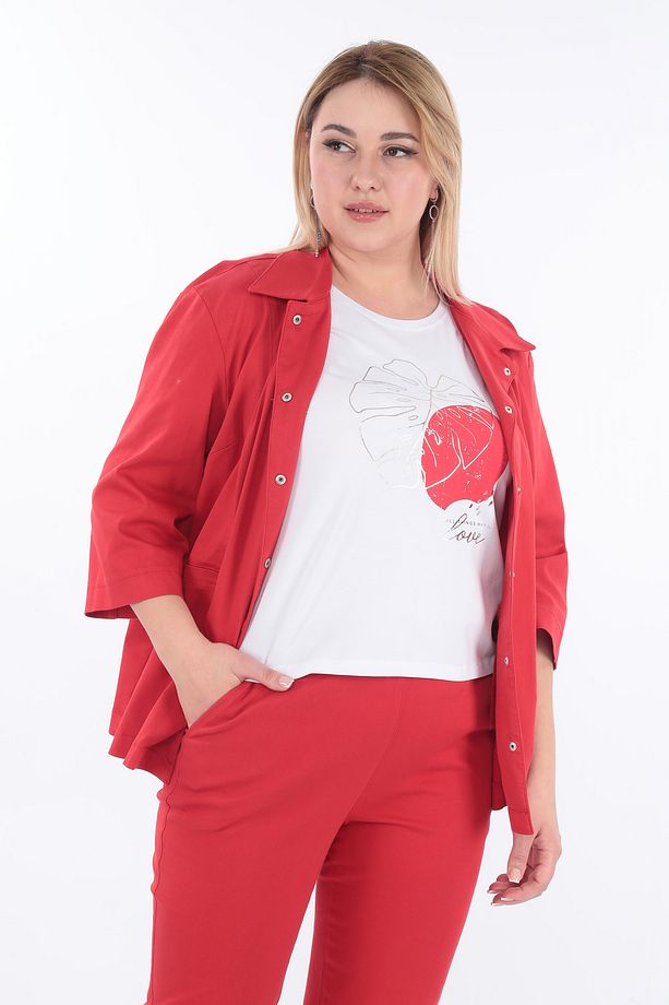 Kadın Üçlü Takım Ceket Pantolon Tshirt - 5