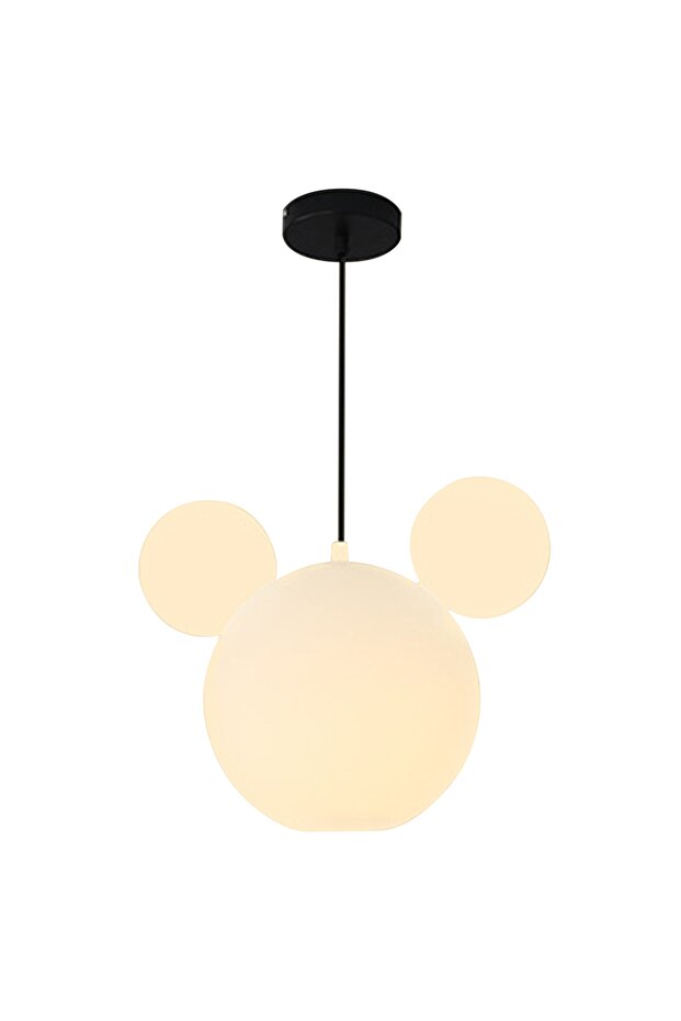 LED 3-Color Adjustable Cream Style Mickey Chandelier, Adjustable Hanging Wire Length