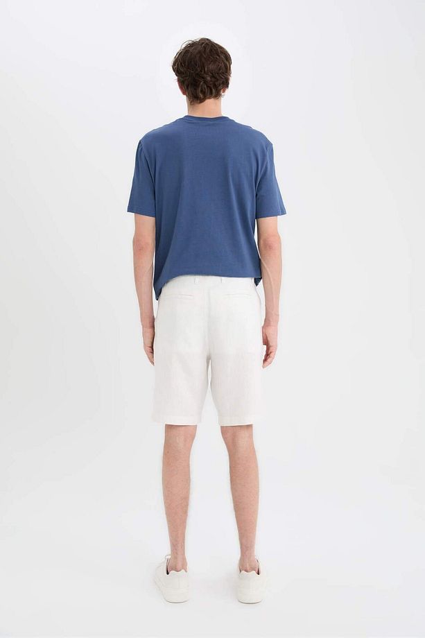 %100 Keten Regular Fit Yazlık Bermuda Şort D9931AX25SM - 7