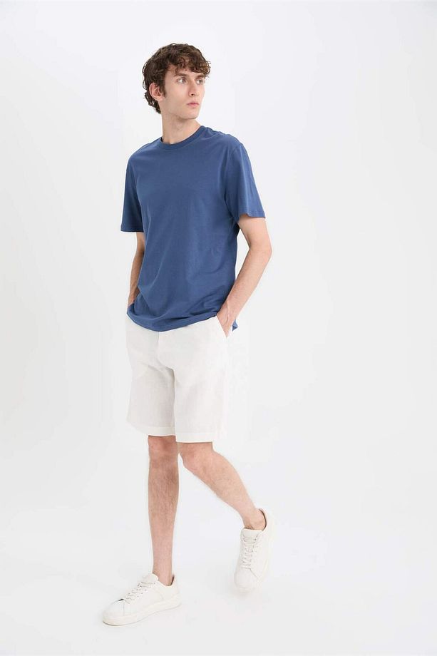 %100 Keten Regular Fit Yazlık Bermuda Şort D9931AX25SM - 3