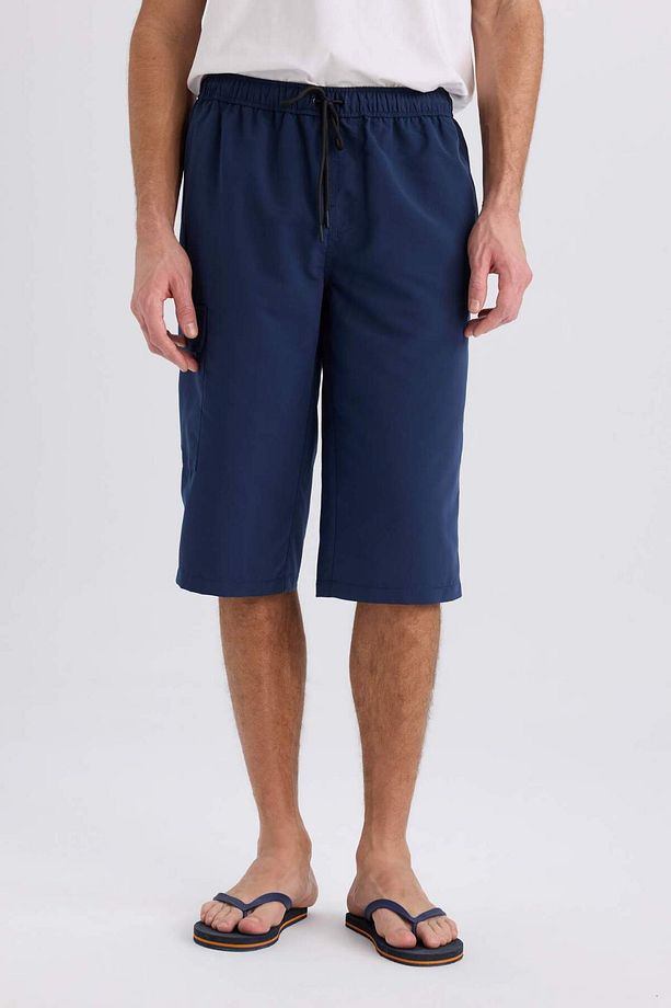 Long Fit File Astarlı Uzun Boy Kargo Cep Deniz Şortu E0905ax25hs - 4