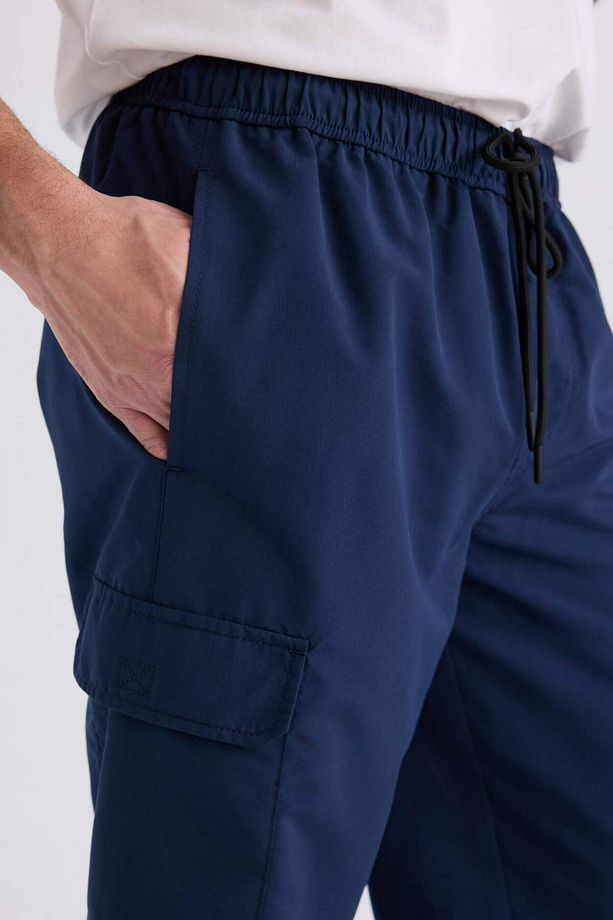 Long Fit File Astarlı Uzun Boy Kargo Cep Deniz Şortu E0905ax25hs - 5
