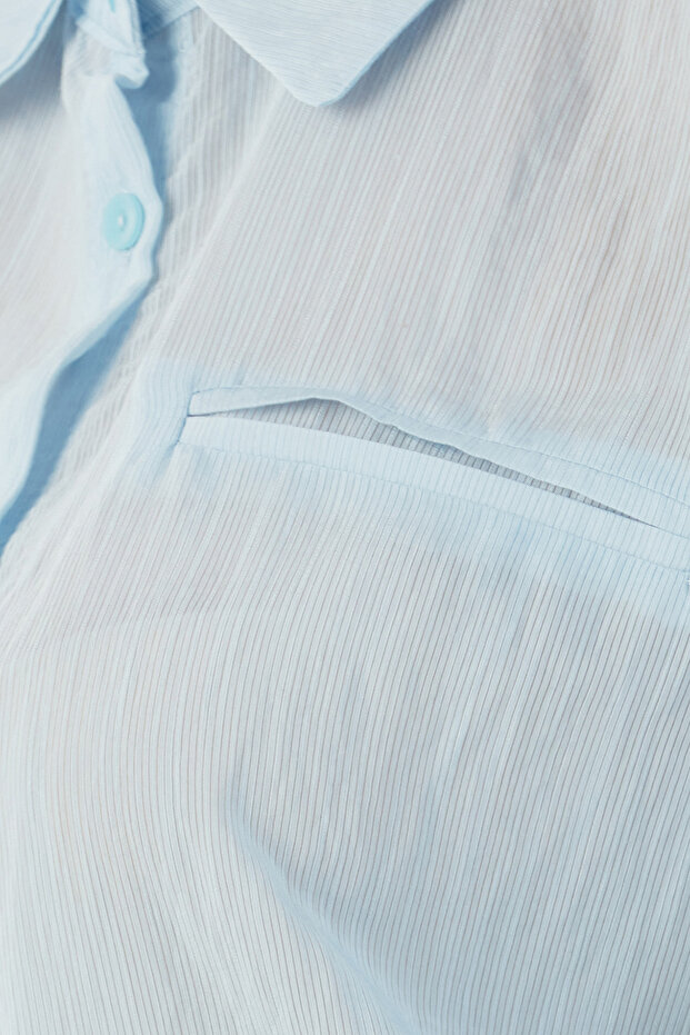 Basic Beli Lastikli Cep Detaylı Gömlek - 5