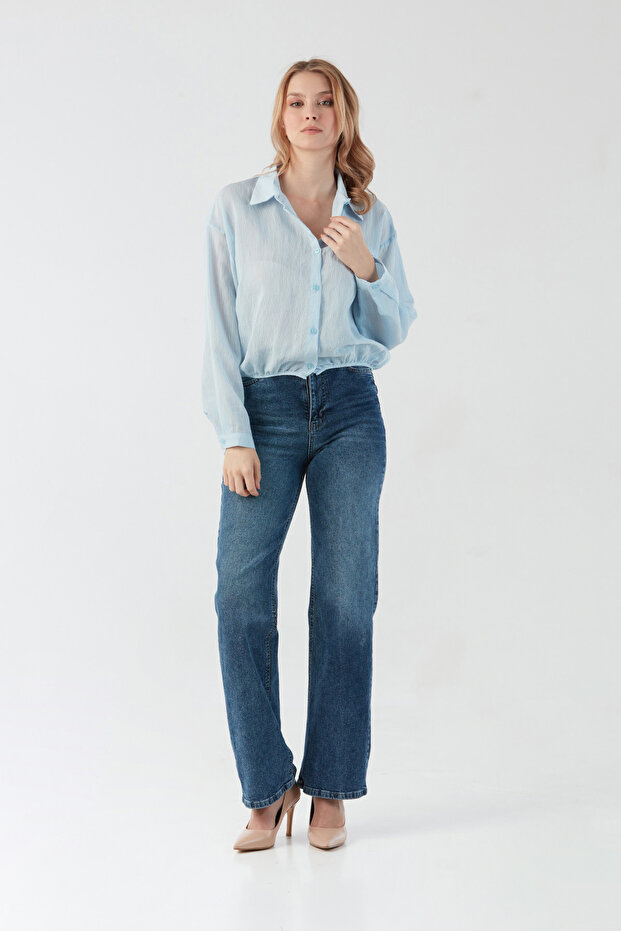 Basic Beli Lastikli Cep Detaylı Gömlek - 4