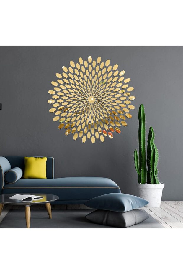 DIY Mirror Wall Stickers, Acrylic Sun Flower Mirror Wall Stickers, 3D Sunflower Self-Adhesive Removable Wall Art Decor DIY Round Acrylic Wall Decals for Home Living Room Bedroom Bathroom Decor