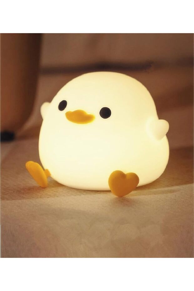 Duck Night Light for Kids - Soft Silicone, Touch Control, USB Rechargeable