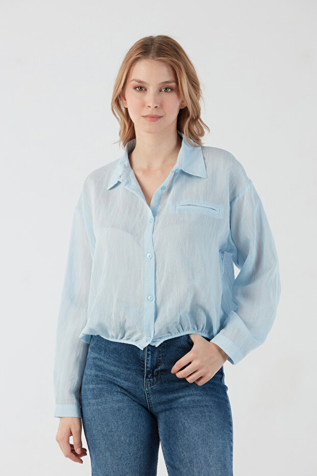 Basic Beli Lastikli Cep Detaylı Gömlek - 1