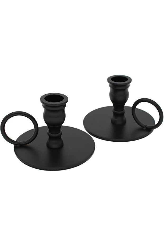Matte Black Candle Holders Set of 2, Fits 3/4 inch Taper Candles, Wrought Iron