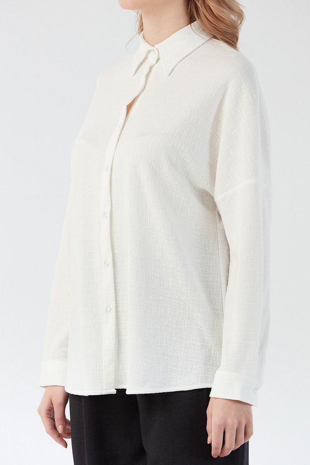 Basic Jakarlı Oversize Gömlek - 4