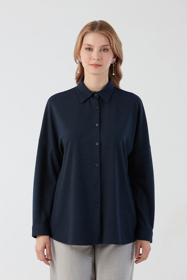 Basic Jakarlı Oversize Gömlek - 6