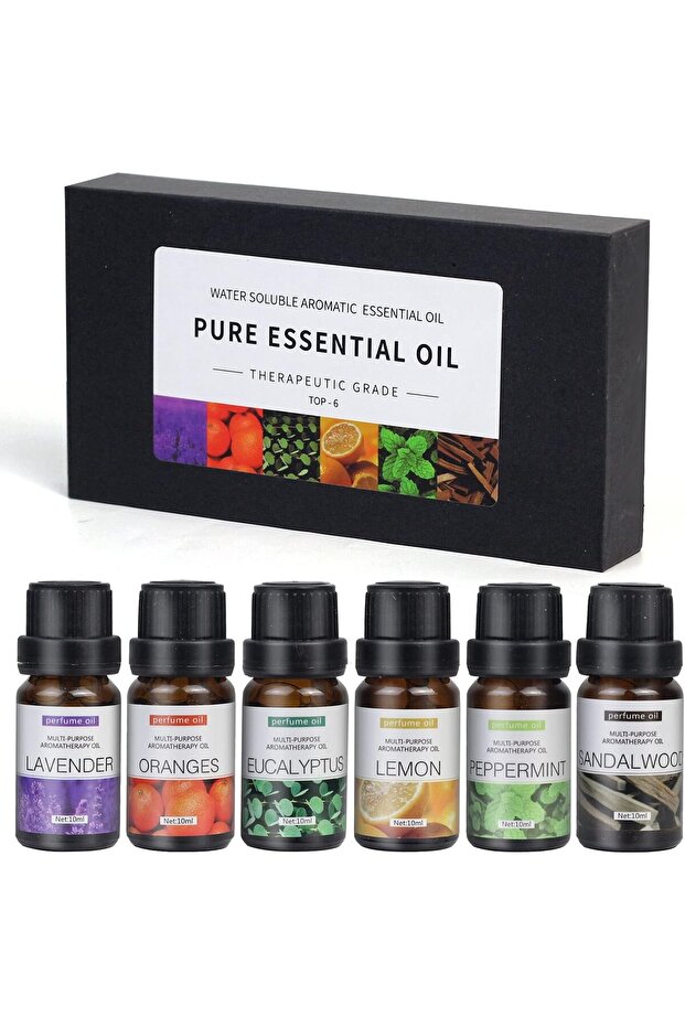 Pure Essential Oils Set, Premium Pure and Natural Oil, for Oil Diffusers, 6 pcs x 10 mL - Sanda