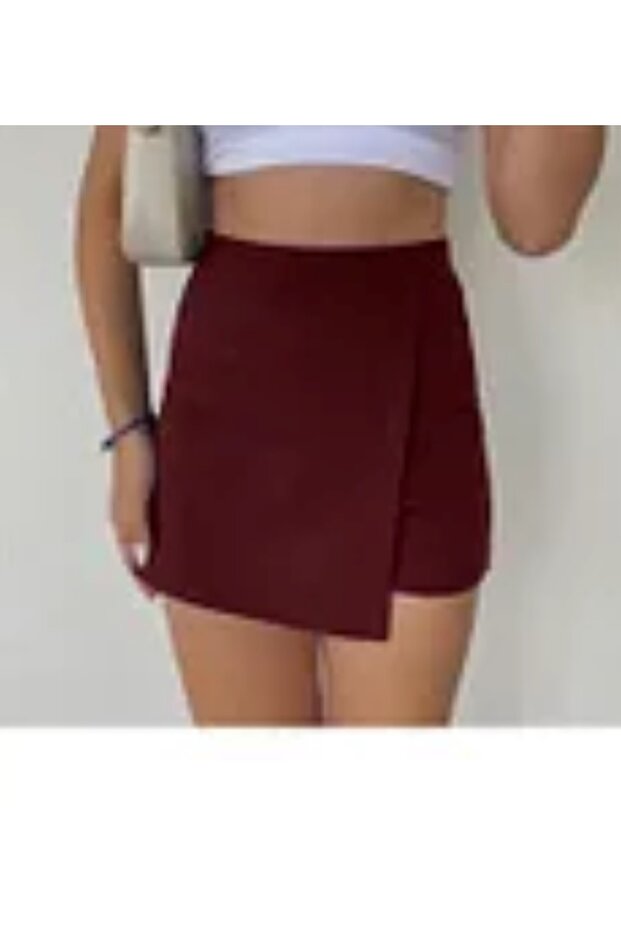 Şort Etek Bordo Kapaklı - 3