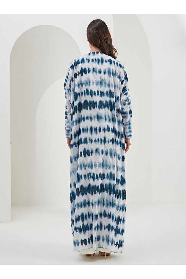 Blue Patterned Abaya - 6