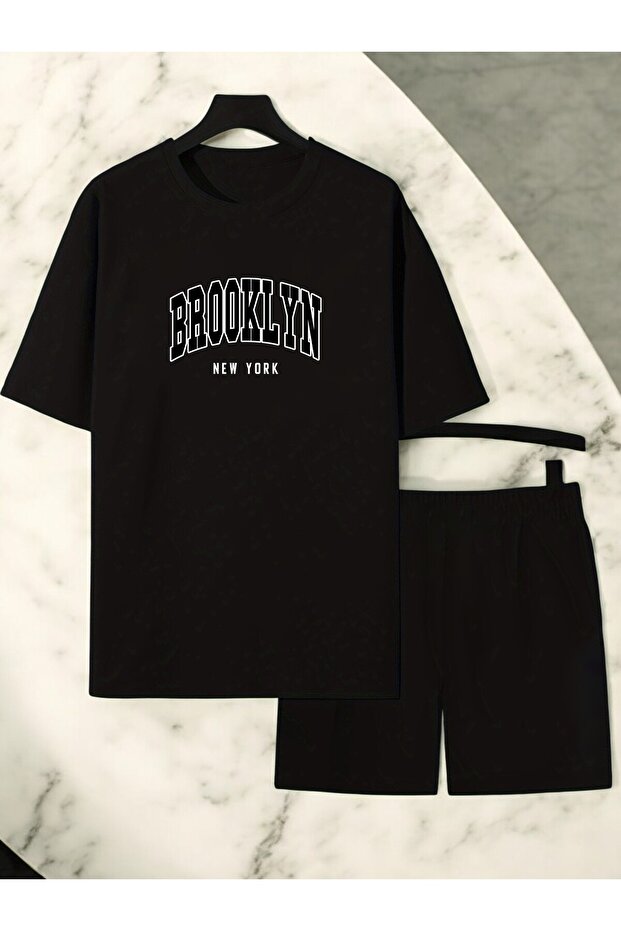 Unisex Brooklyn Printed Design Shorts Set