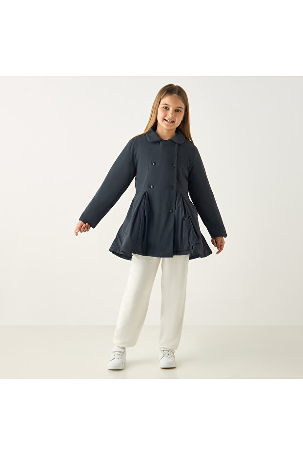 جاكيت خفيف سادة بأكمام طويلة وأزرار للإغلاق - 2