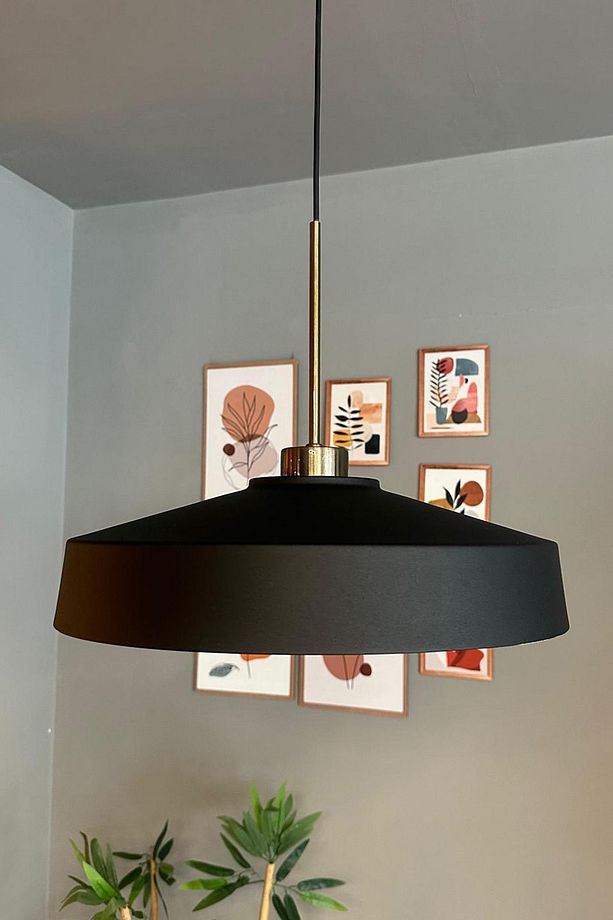 Açe Siyah Tekli İnce Eskitme Başlık Avize Retro Sarkıt Ofis Showroom Salon Mutfak Avizeleri - 2