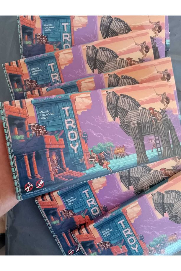 3D Yapboz Truva Atı Troy Gerçekçi Kartondan Model - 9