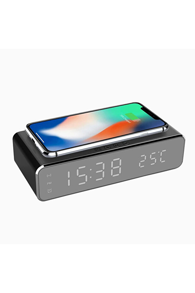Digital Clock With Alarm And Temperature Sensor, , Wireless Charging Function For - 1