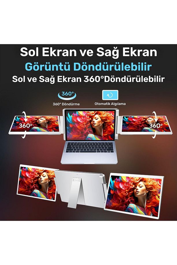NPM11 16" FHD 1200p IPS Type-C Taşınabilir 2'li Monitör Çoklayıcı Standlı Notebook Monitör - 5