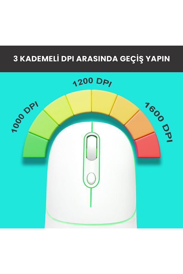 Ws210 Kablosuz 1600dpı 6 Tuşlu Çift Modlu Wifi Bluetooth Rgb Şarj Edilebilir Optik Mouse Beyaz - 4