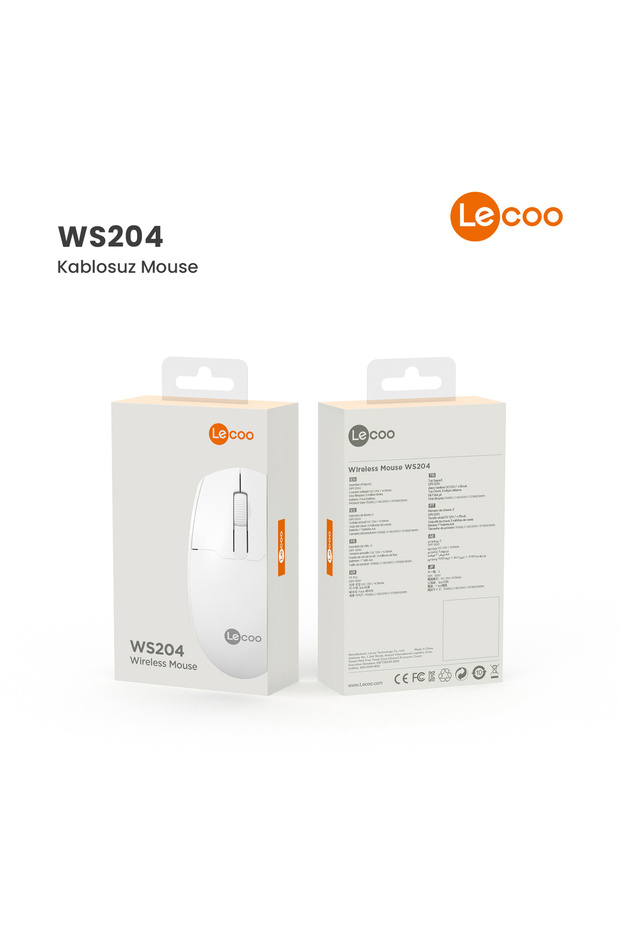 Ws204 Kablosuz 1200dpı Optik Mouse Beyaz Usb Alıcılı Ergonomik Tak Çalıştır Sessiz - 8