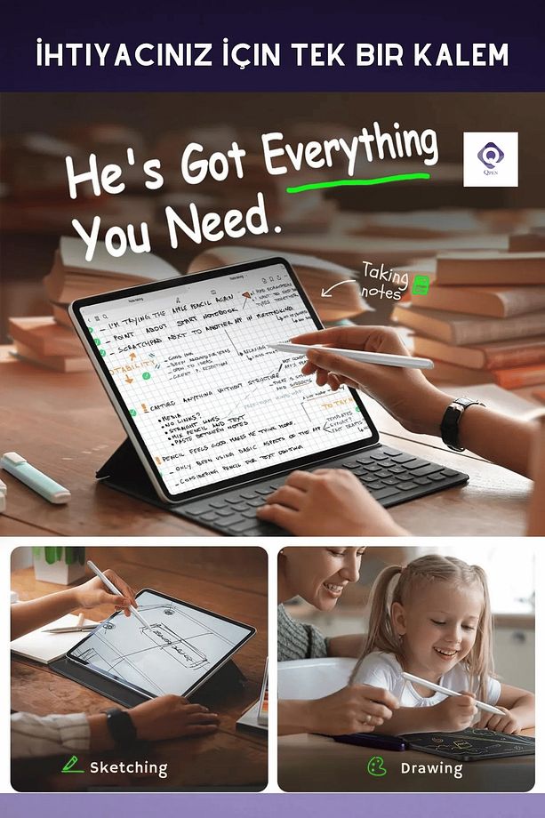 iPad Air 11 Uyumlu (6. Nesil) Manyetik ve Kablosuz Şarj Özellikli Bluetooth Stylus Tablet Kalemi - 2