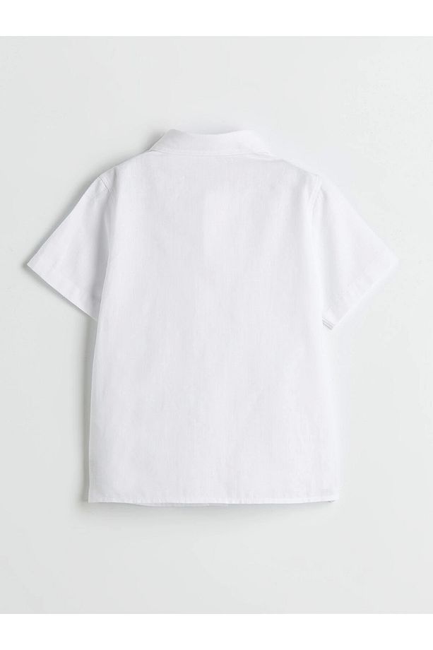 Beyaz Basic Cepli Erkek Çocuk Poplin Gömlek - 5