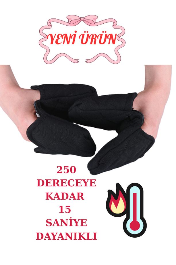 Crab Isı Yalıtımlı Isı Geçirmeyen Kumaş Fırın Tutacağı Tencere Tepsi Tutamaç 2 Adet Silikon değil - 1