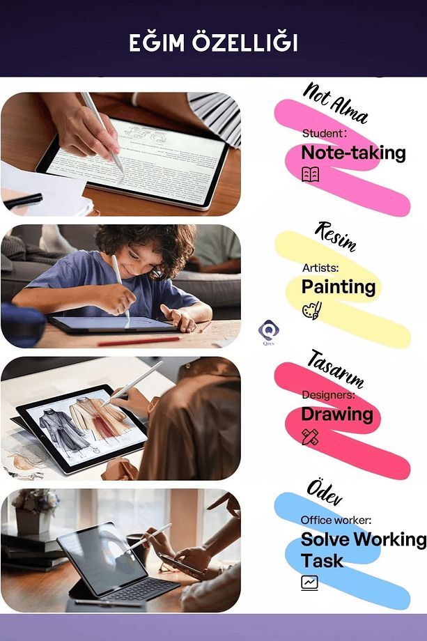iPad Air 11 Uyumlu (6. Nesil) Manyetik ve Kablosuz Şarj Özellikli Bluetooth Stylus Tablet Kalemi - 3