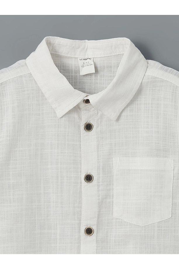 Beyaz Basic Cepli Erkek Çocuk Poplin Gömlek - 6