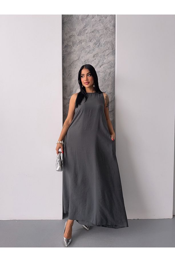 Kadın Kolsuz Salaş Maxi Elbise - 5