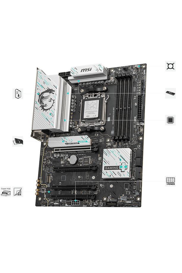 B850 Gamıng Plus Wıfı Am5 Ddr5 8200mhz(OC) Dp 3x M.2 Usb 10gbs 5g Lan Wı-fı 7 Atx - 2