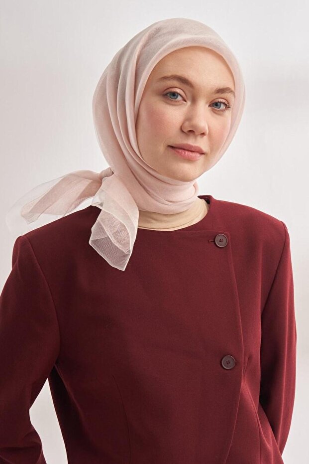 İpekli Çift Kat Tüllü Eşarp - 2