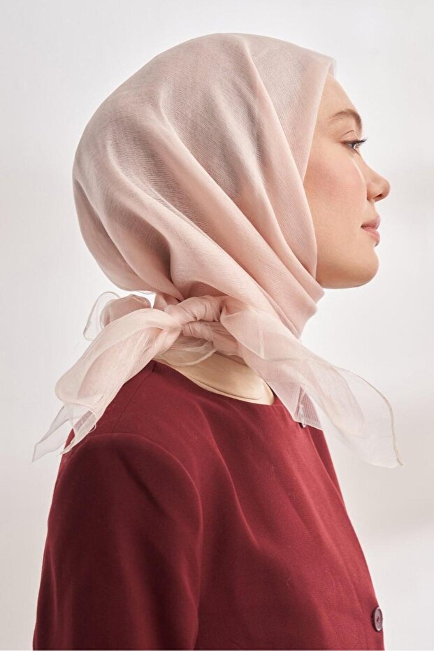 İpekli Çift Kat Tüllü Eşarp - 3