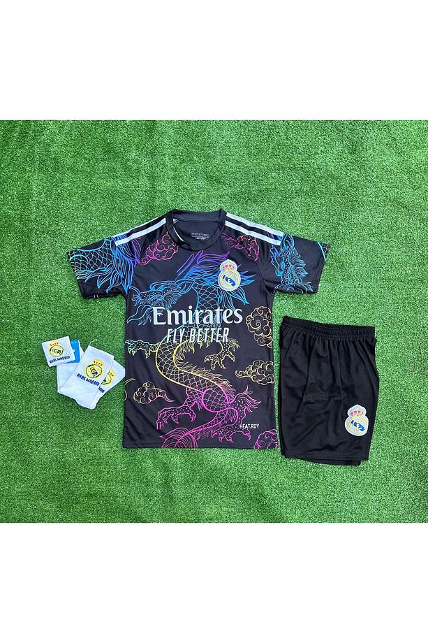 R.e.a.l M.a.d.r.i.d Ejderha Desenli Cristiano Ronaldo Çocuk Forması 4'lü Set (Armalı New) - 2