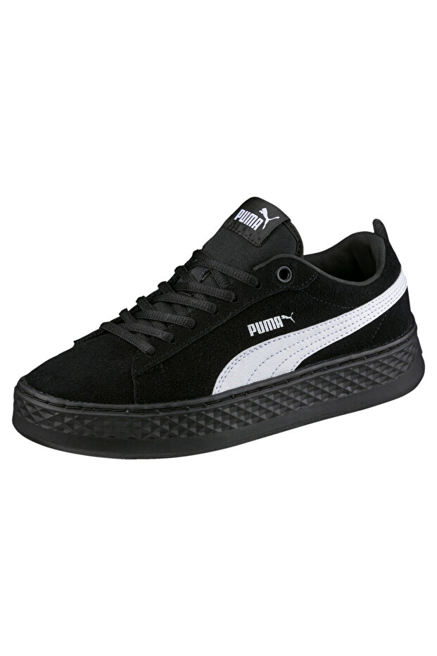 Womens Smash Platform Suede Trainers Sneakers - Black