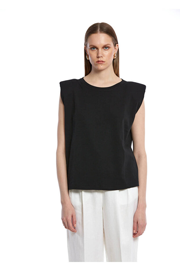 تي شيرت قطني أسود أساسي - 1