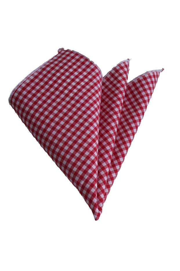 Red and White Gingham Patterned Collar Handkerchief