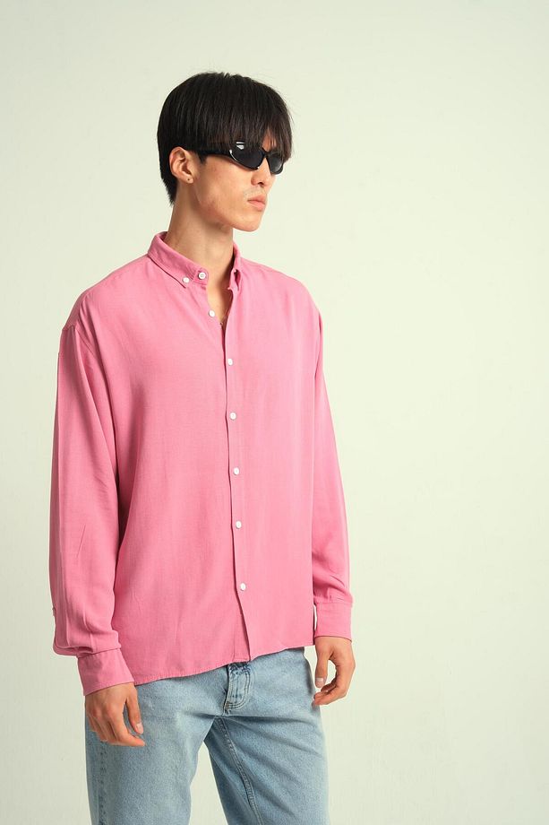 Guava Viskon Dökümlü Gömlek Pembe - 2
