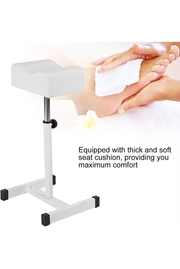 Stool Chair with Footrest, Adjustable Foot Care Pedicure Nail Stool, Pedicure Manicure (white)
