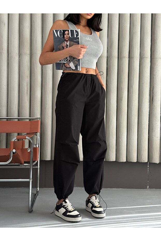 Parachute Pants with Knee Pleats - 5